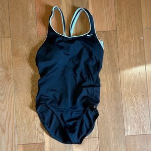Black Nike Powerback chlorine-resistant one-piece bathing suit